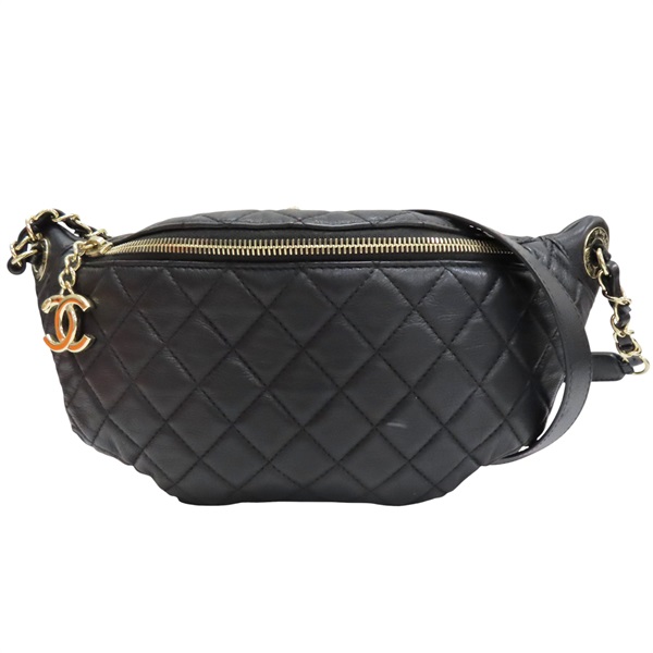 黑色 菱格紋 牛皮 腰包【CHANEL 香奈兒】 AS4860