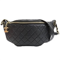 黑色 菱格紋 牛皮 腰包【CHANEL 香奈兒】 AS4860