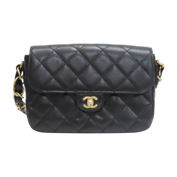 黑色 菱格紋 牛皮 Flap 肩背包【CHANEL 香奈兒】 AS3174