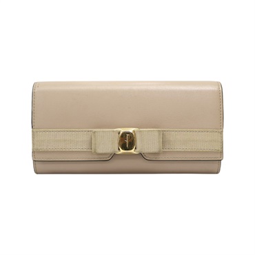 卡其色牛皮 扣式 長夾【Salvatore Ferragamo 菲拉格慕】