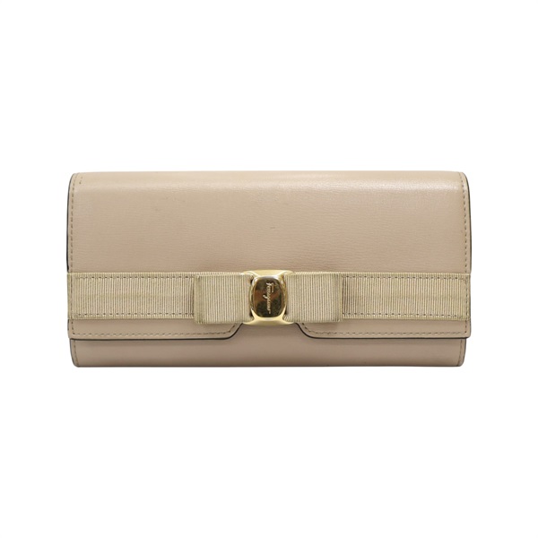 卡其色牛皮 扣式 長夾【Salvatore Ferragamo 菲拉格慕】