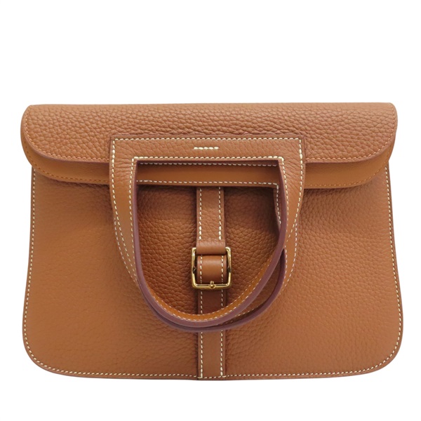 金棕色 Taurillon牛皮 Halzan 25 肩背包 Z刻 金釦【HERMES 愛馬仕】 H082027CC