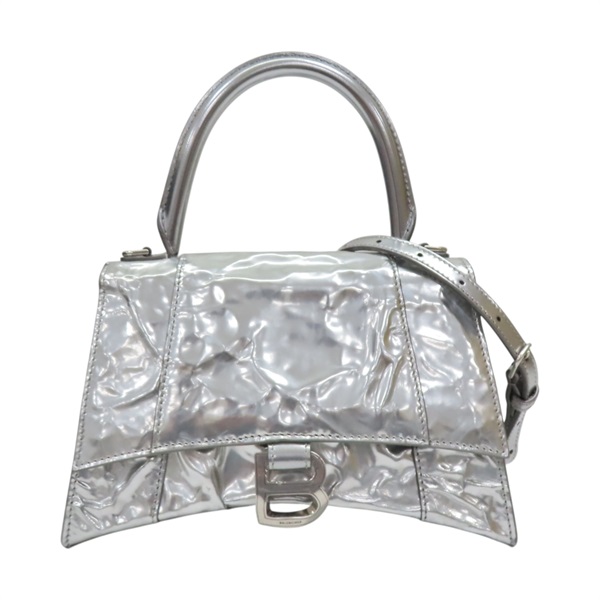 銀色 漆皮 Hourglass 沙漏包 兩用包【BALENCIAGA 巴黎世家】 751497