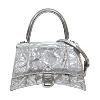 銀色 漆皮 Hourglass 沙漏包 兩用包【BALENCIAGA 巴黎世家】 751497