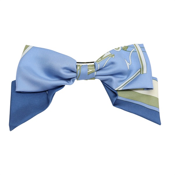 藍色絲綢 Ex-Libris Grenelle 髮夾【HERMES 愛馬仕】