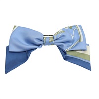 藍色絲綢 Ex-Libris Grenelle 髮夾【HERMES 愛馬仕】