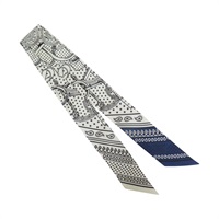 深藍/黑/白色 絲綢 Eperon d'Or Bandana Twilly 絲巾【HERMES 愛馬仕】