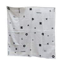 白色 絲綢 方巾 90x90【CHANEL 香奈兒】