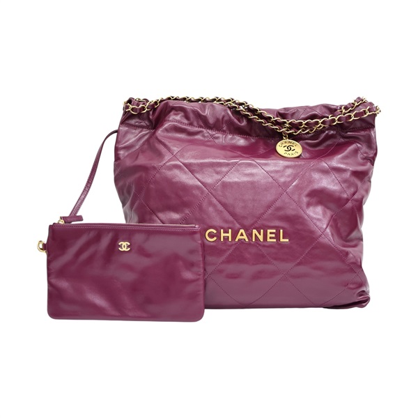 酒紅色 羊革 22 鍊帶 肩背包【CHANEL 香奈兒】 AS3261