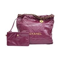 酒紅色 羊革 22 鍊帶 肩背包【CHANEL 香奈兒】 AS3261