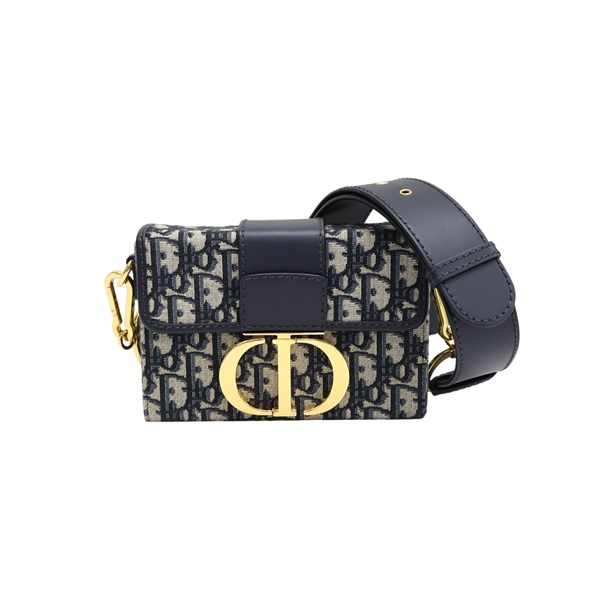 藍色 緹花帆布 30 Montaigne 肩背包【Dior 迪奧】