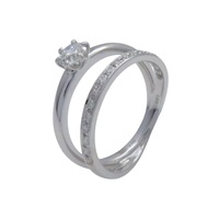 18K白金 鑽石 雙圈戒指 10【JEWELRY 無品牌珠寶】 Diamond  3.9g
