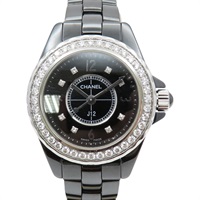 黑色錶盤 陶瓷 不鏽鋼 鑽石 J12 腕錶【CHANEL 香奈兒】 H2571
