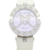貝殼粉色母貝 錶盤 白色牛皮 錶帶 鑽石 B.ZERO1 腕錶【BVLGARI 寶格麗】 BZ30S