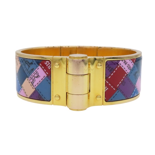 多色 法瑯 鍍金 Charniere 寬板手環【HERMES 愛馬仕】