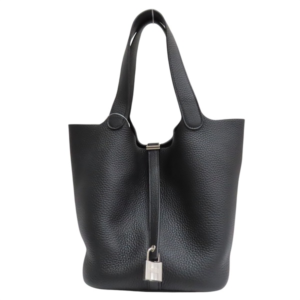 黑色 Taurillon牛皮 Picotin Lock 22 手提包 U刻 銀扣【HERMES 愛馬仕】 H060991CK