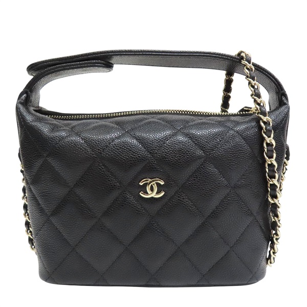 黑色 菱格紋 荔枝牛皮 鍊帶 肩背包 淡金釦【CHANEL 香奈兒】 AP4386