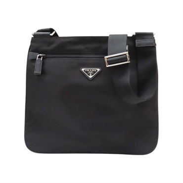 黑色 再生尼龍 Re-Nylon 肩背包 銀扣【PRADA 普拉達】 1BC421-RV44