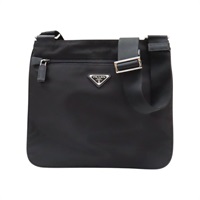 黑色 再生尼龍 Re-Nylon 肩背包 銀扣【PRADA 普拉達】 1BC421-RV44