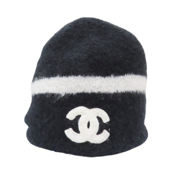 黑/白色 喀什米爾羊絨 毛帽【CHANEL 香奈兒】