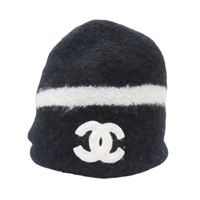 黑/白色 喀什米爾羊絨 毛帽【CHANEL 香奈兒】