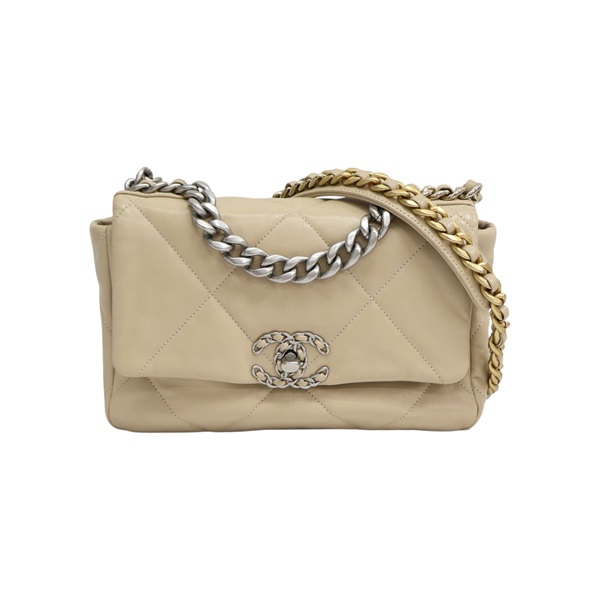膚色 羊皮 19 口蓋 鍊帶 肩背包 AS1160【CHANEL 香奈兒】 AS1160