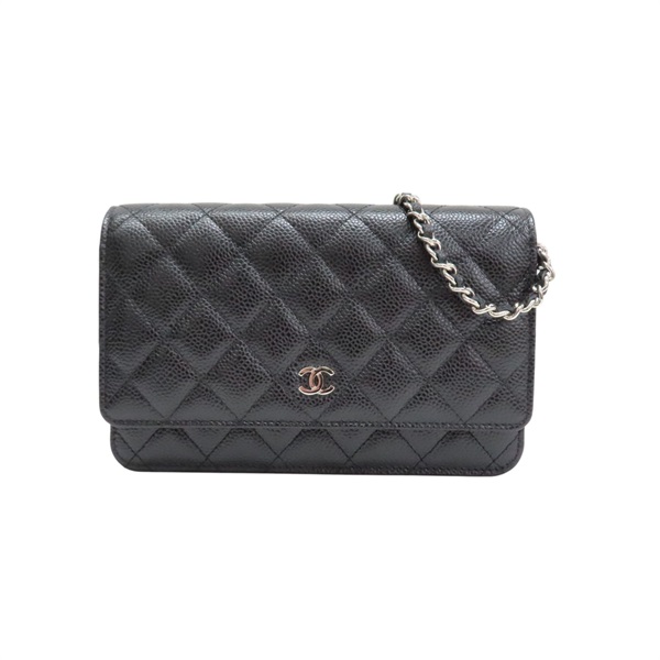 黑色 荔枝紋牛皮 鍊帶 WOC 肩背包【CHANEL 香奈兒】 AP0250