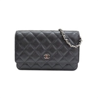 黑色 荔枝紋牛皮 鍊帶 WOC 肩背包【CHANEL 香奈兒】 AP0250