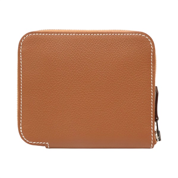 金棕色 Evercolor牛皮 Silk'In Compact 短夾 B刻 銀釦【HERMES 愛馬仕】 H087114CK