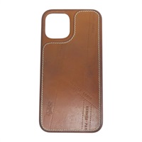 棕色 牛皮 Iphone12 手機殼 Z刻【HERMES 愛馬仕】