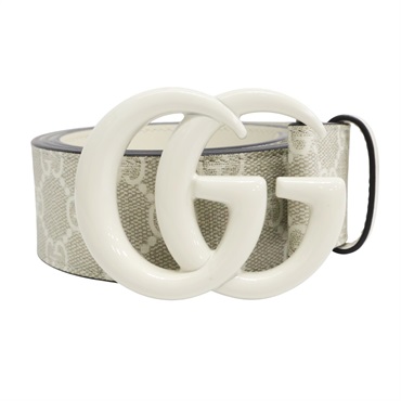 白色 PVC塗層帆布 GG 原花 腰帶【GUCCI 古馳】 400593