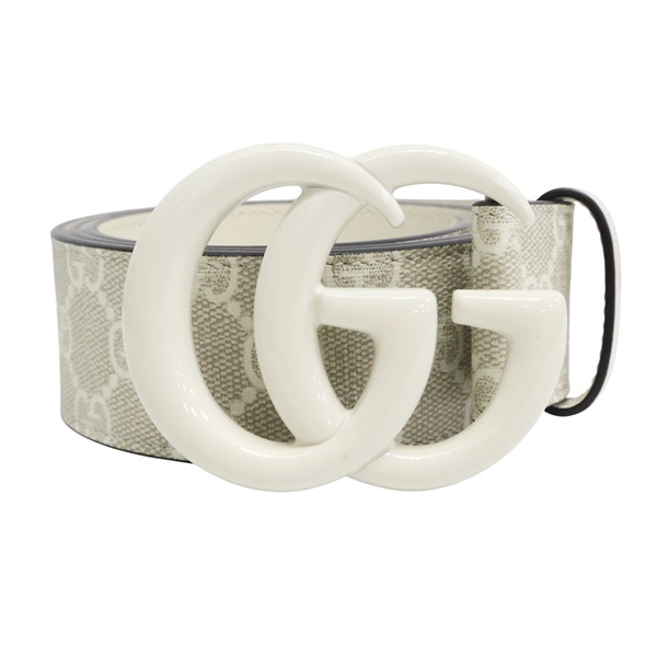 白色 PVC塗層帆布 GG 原花 腰帶【GUCCI 古馳】 400593