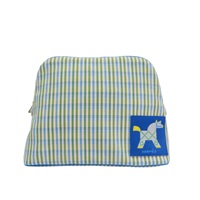 藍/綠色 棉質 小馬貼布 收納包 化妝包【HERMES 愛馬仕】 H103997M