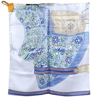 藍色 絲綢 連身裙【HERMES 愛馬仕】 H1028088