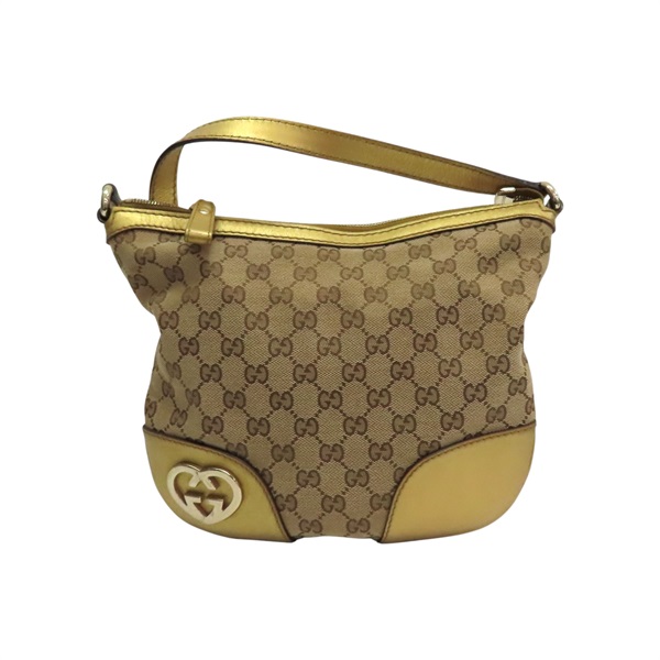 棕色 GG帆布 金色 牛皮 GG Lovely Heart 肩背包【GUCCI 古馳】 257072