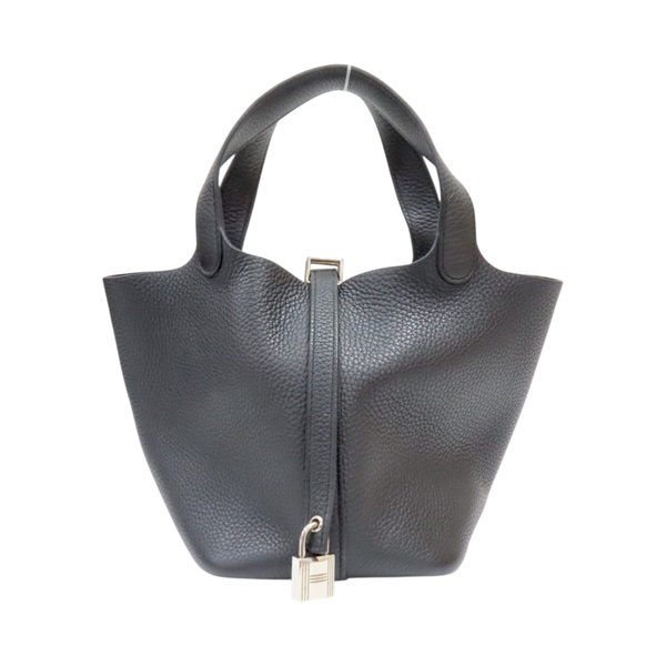 經典黑色 Taurillon牛皮 Picotin Lock 18 手提包 U刻 銀釦【HERMES 愛馬仕】 H056289CC