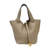 風衣灰 Taurillon 牛皮 Picotin Lock 18 手提包 B刻 金扣【HERMES 愛馬仕】 H056289CK