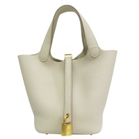 奶油白色 Clemence 牛皮 Picotin Lock 18 手提包 U刻 金釦【HERMES 愛馬仕】 H056289CC
