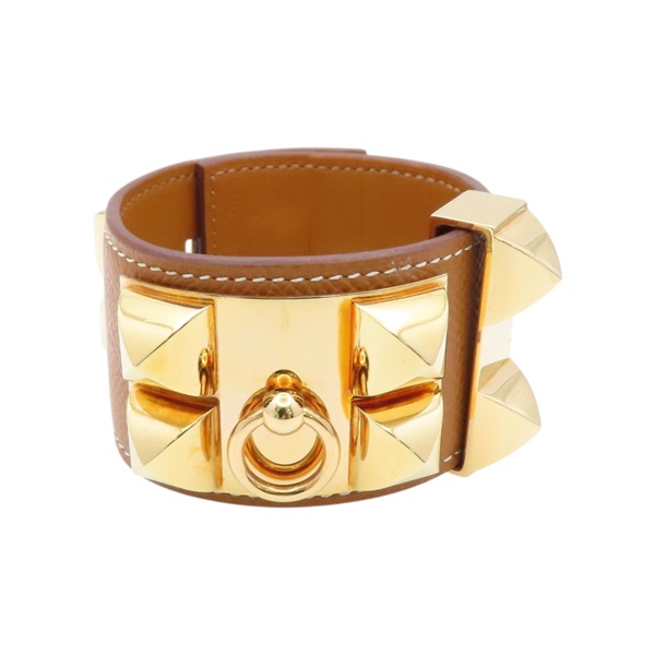 棕色 Epsom牛皮 Collier De Chien 手環 金釦【HERMES 愛馬仕】