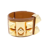 棕色 Epsom牛皮 Collier De Chien 手環 金釦【HERMES 愛馬仕】