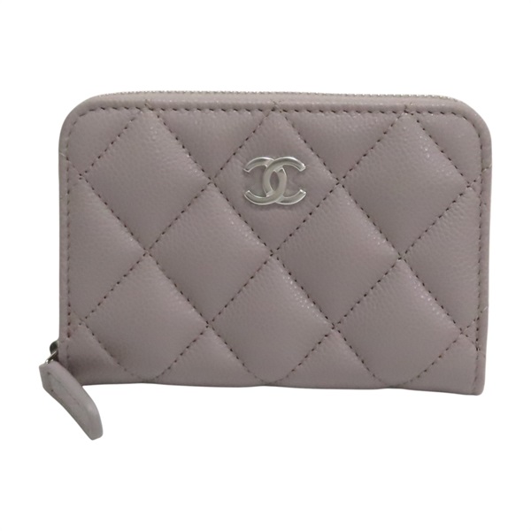 灰色 荔枝紋 牛皮 拉鏈 零錢包【CHANEL 香奈兒】 AP0216