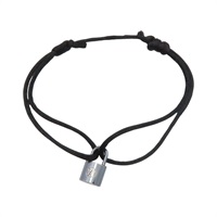 925純銀 鎖頭墜飾 黑色棉繩 手環 (缺LV logo)【LOUIS VUITTON LV 路易威登】 Q05173