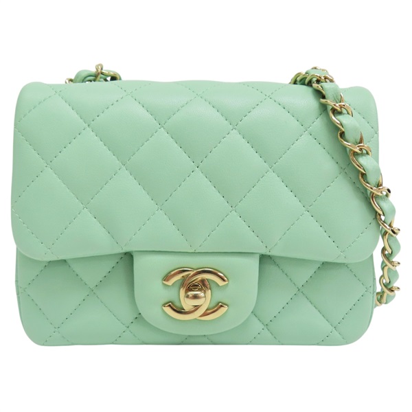 綠色 羊皮 Mini Coco 17 肩背包 淡金釦【CHANEL 香奈兒】 A35200