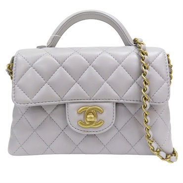 灰色 羊皮 肩背包 金釦【CHANEL 香奈兒】 AS5355