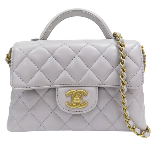 灰色 羊皮 肩背包 金釦【CHANEL 香奈兒】 AS5355