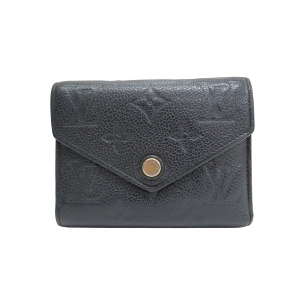 黑色 原花壓紋 牛皮 Victorine 三折短夾【LOUIS VUITTON LV 路易威登】 M64060