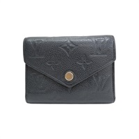 黑色 原花壓紋 牛皮 Victorine 三折短夾【LOUIS VUITTON LV 路易威登】 M64060