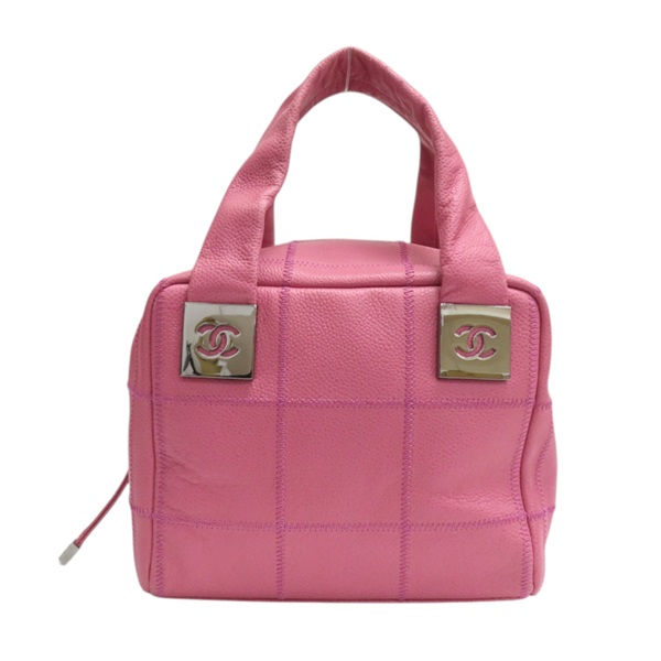 粉色 牛皮 Bowler 手提包 銀扣【CHANEL 香奈兒】 A24184