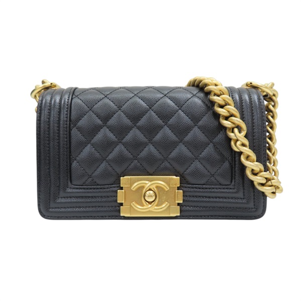 黑色 菱格紋 荔枝紋 牛皮 Boy 20 鏈帶 肩背包【CHANEL 香奈兒】 A67085