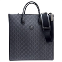 黑色 GG Supreme 帆布 Interlocking G 中型手提包 兩用包【GUCCI 古馳】 674155